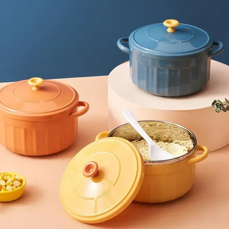 Dim Sum Basket - Tragbare Edelstahl-Instantnudelschüssel, Isolierter Lunchbehälter für Studentenwohnheime,